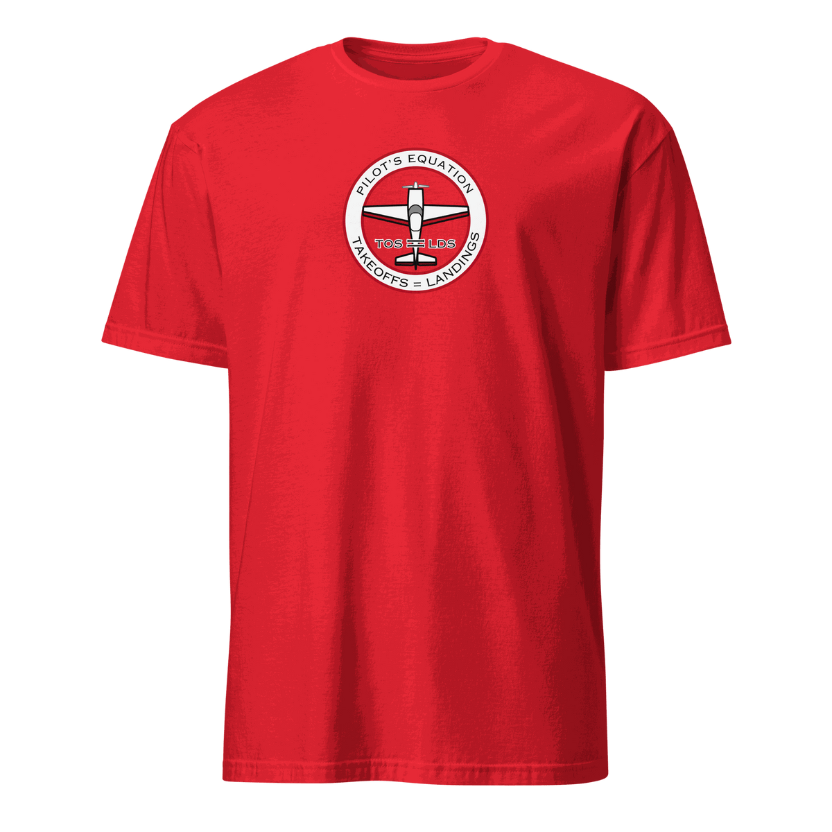 Red Funny Pilot Math Equation graphic tee with pilot-themed equation design