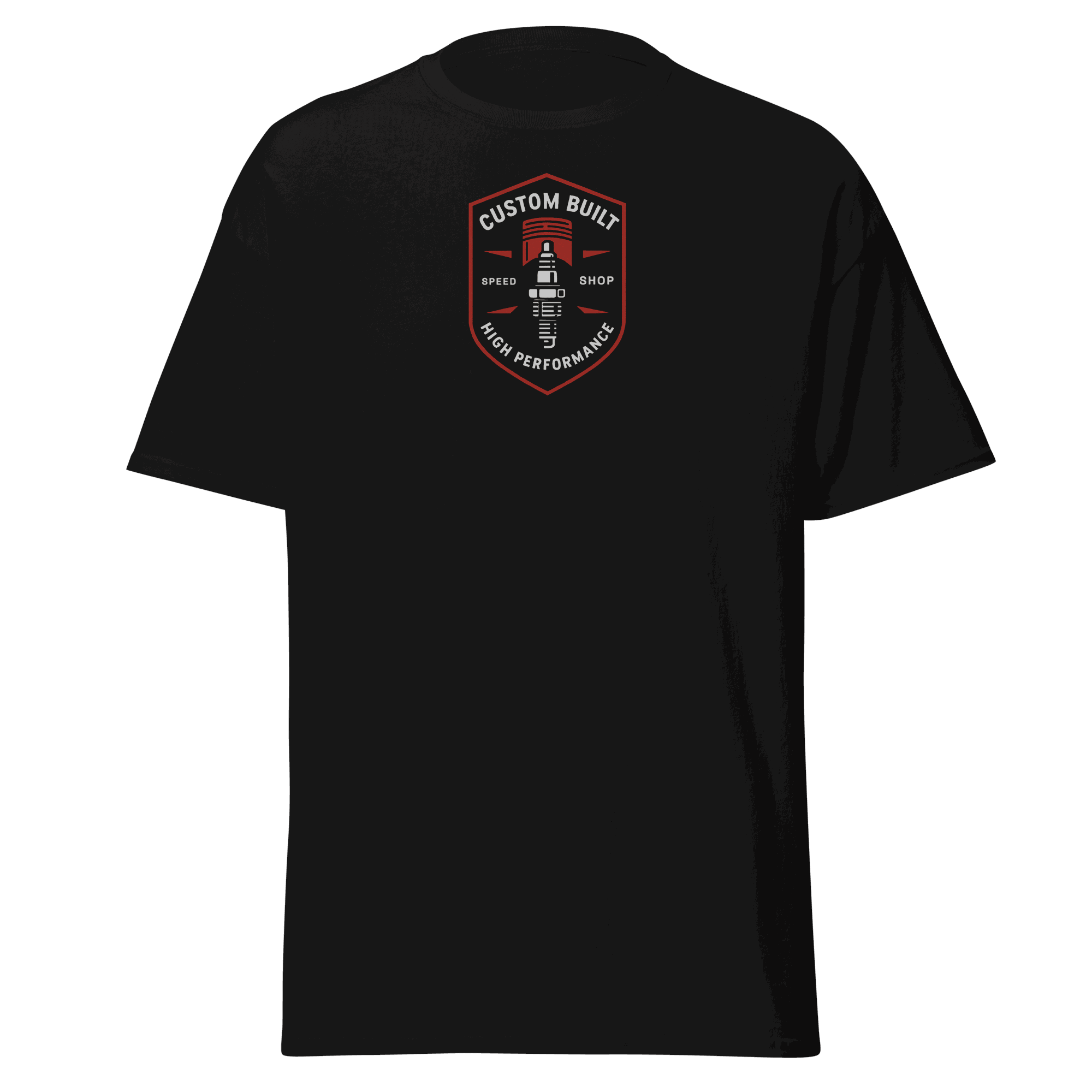 Black Custom Built Classic T-Shirt with front logo, 100% cotton unisex tee for structured streetwear look