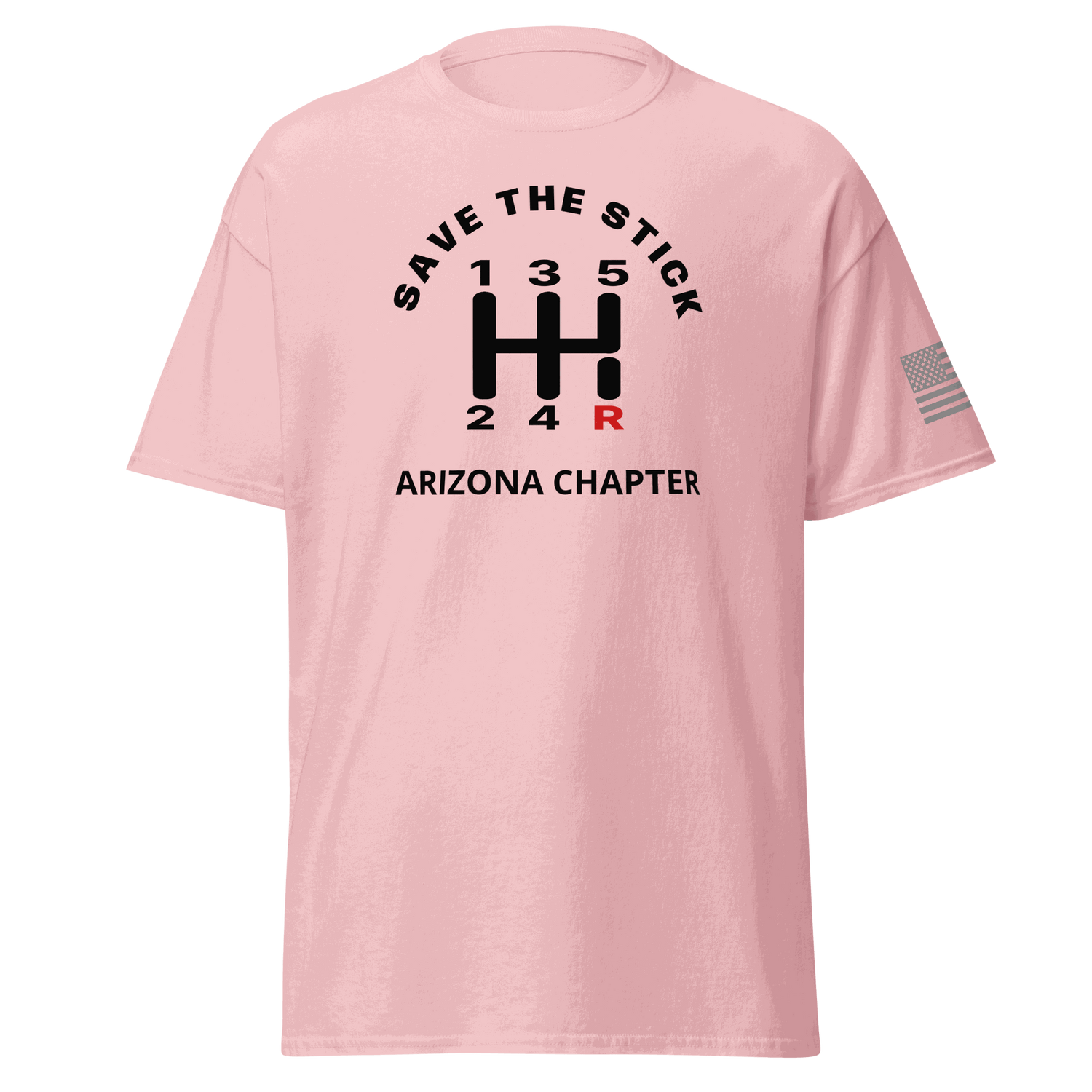 Stick Shift  Custom Manual transmission car shirt featuring Save the Stick design and Arizona Chapter text.