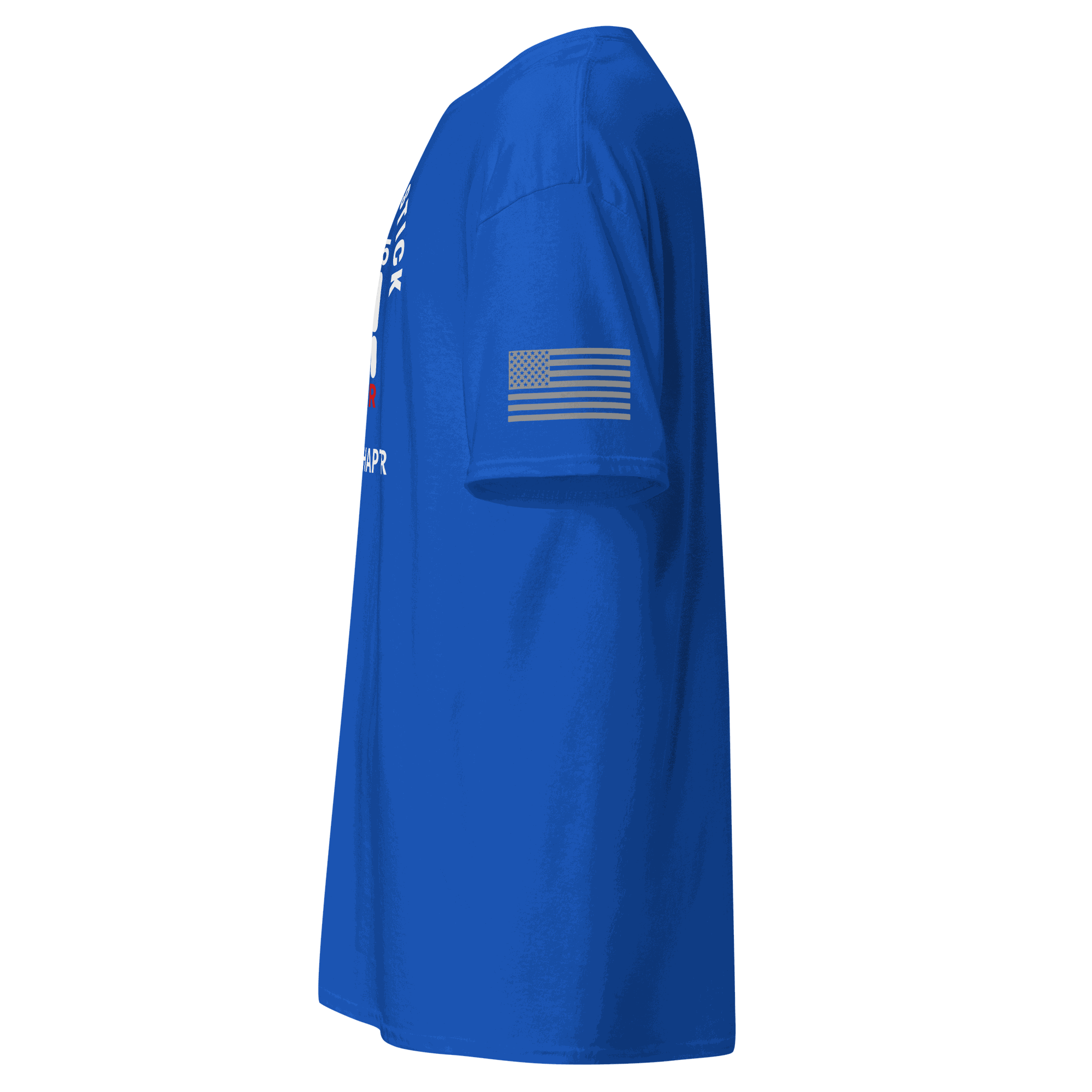 Stick Shift Custom Manual transmission car shirt in blue with American flag sleeve for car lovers.