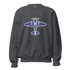 Aviation Unisex Sweatshirt in charcoal gray with airplane graphic, soft air-jet spun yarn, classic fit and rib knit collar