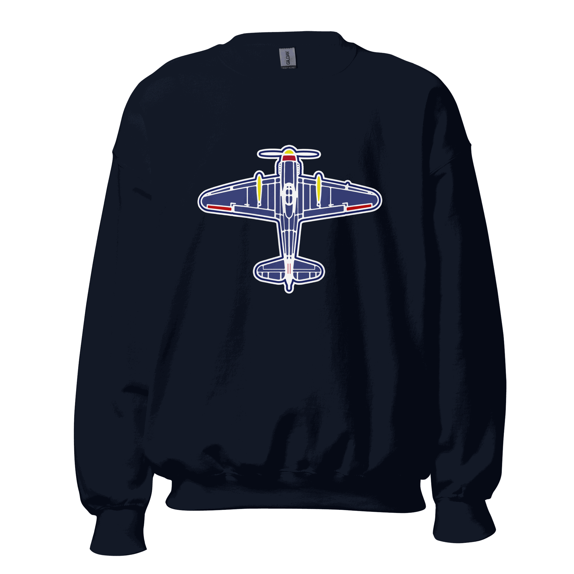 Navy Aviation Unisex Sweatshirt with airplane graphic, classic fit, soft air-jet spun yarn fabric for warmth and comfort