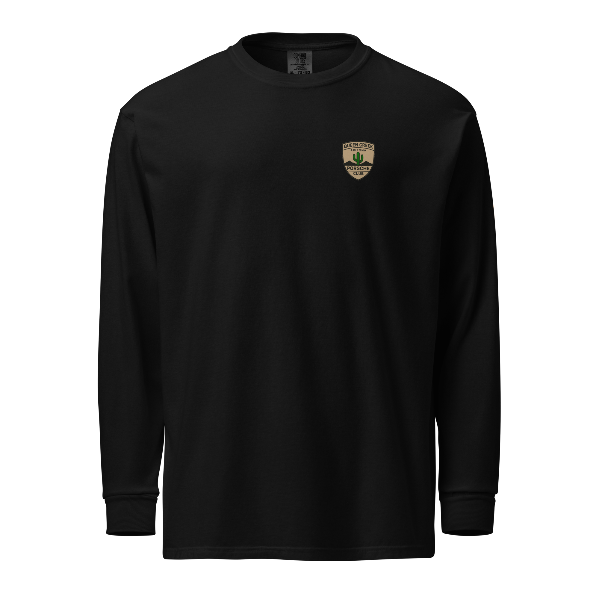 Queen Creek Pcar Club long sleeve shirt with bold club logo and comfortable garment-dyed cotton design