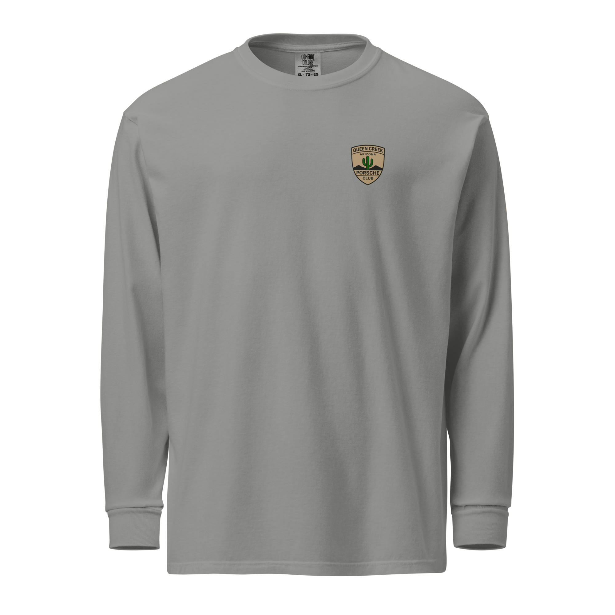 Queen Creek Pcar Club long sleeve shirt in garment-dyed heavyweight cotton with bold club branding