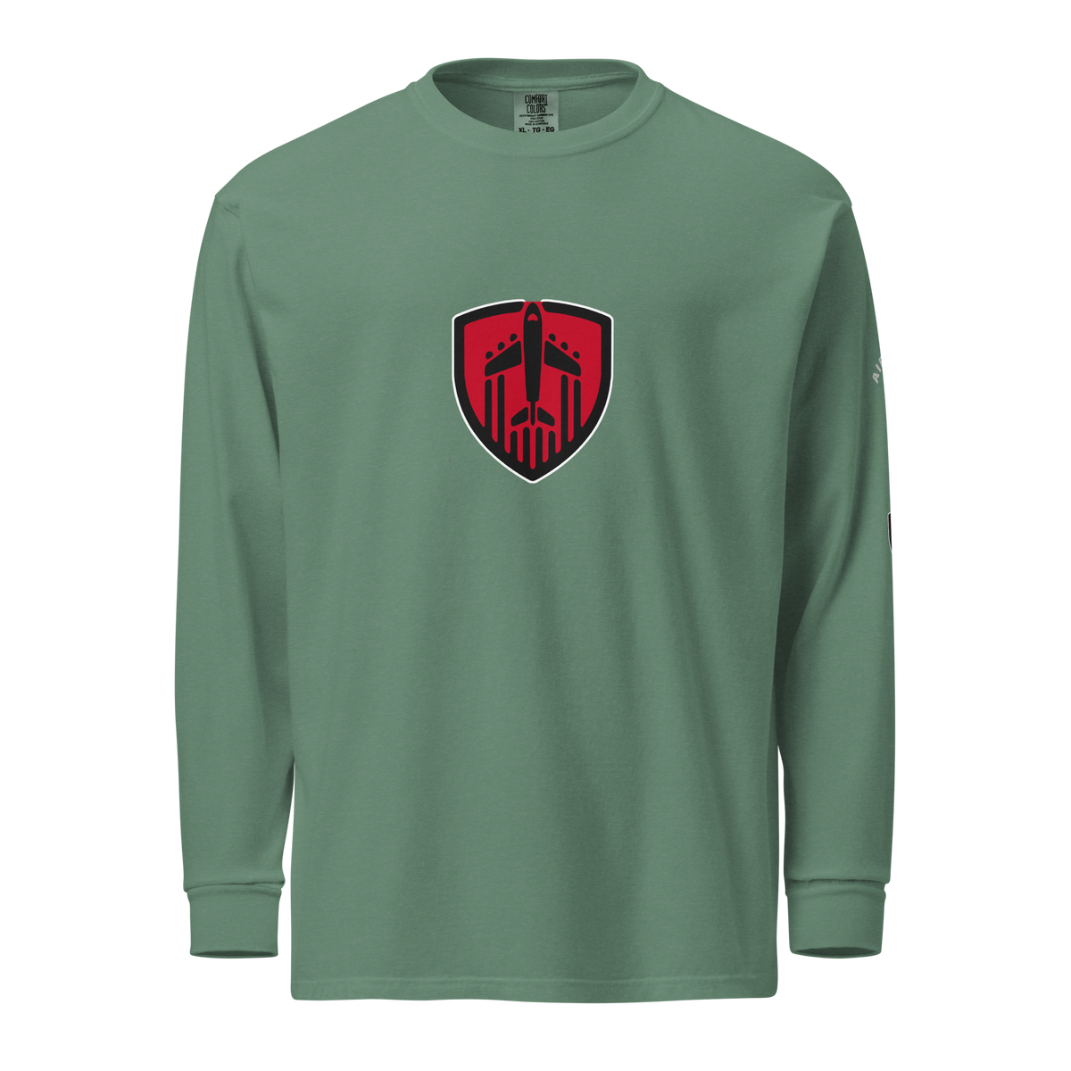 Aviation Jet Shield long sleeve unisex garment-dyed cotton t-shirt with relaxed fit and durable heavyweight fabric