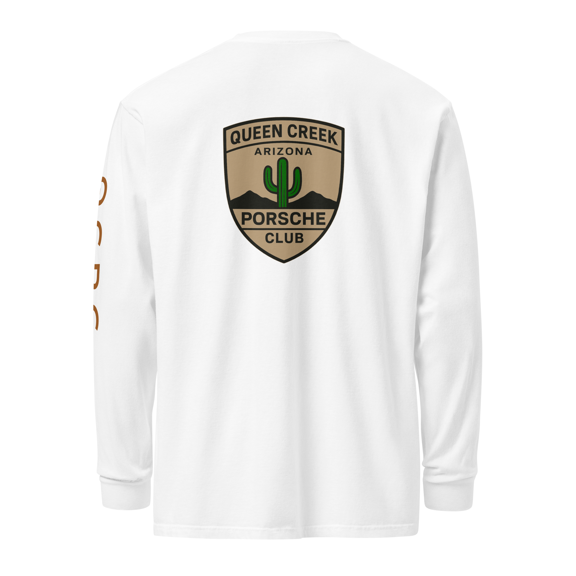 Queen Creek Pcar Club long sleeve shirt in heavyweight cotton with bold club logo and relaxed fit