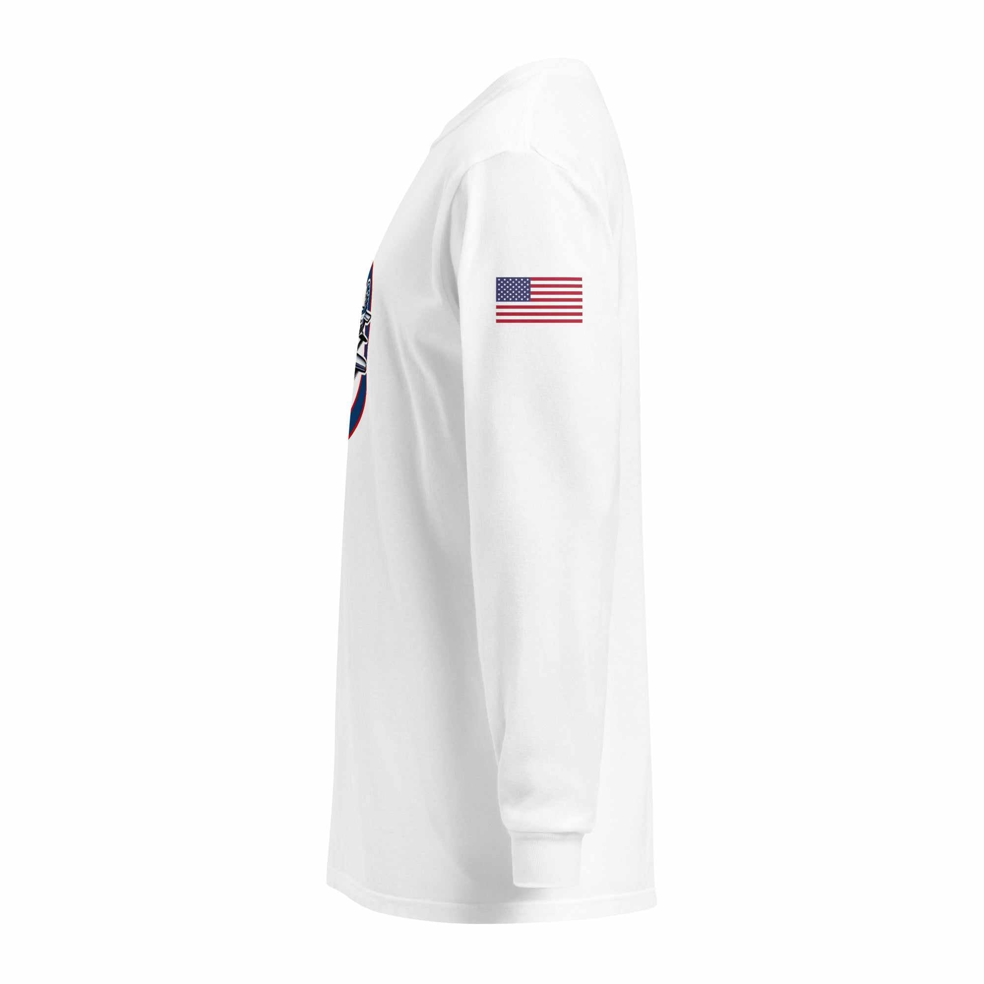 USA Plane 1 unisex heavyweight cotton shirt with USA flag on sleeve and relaxed fit