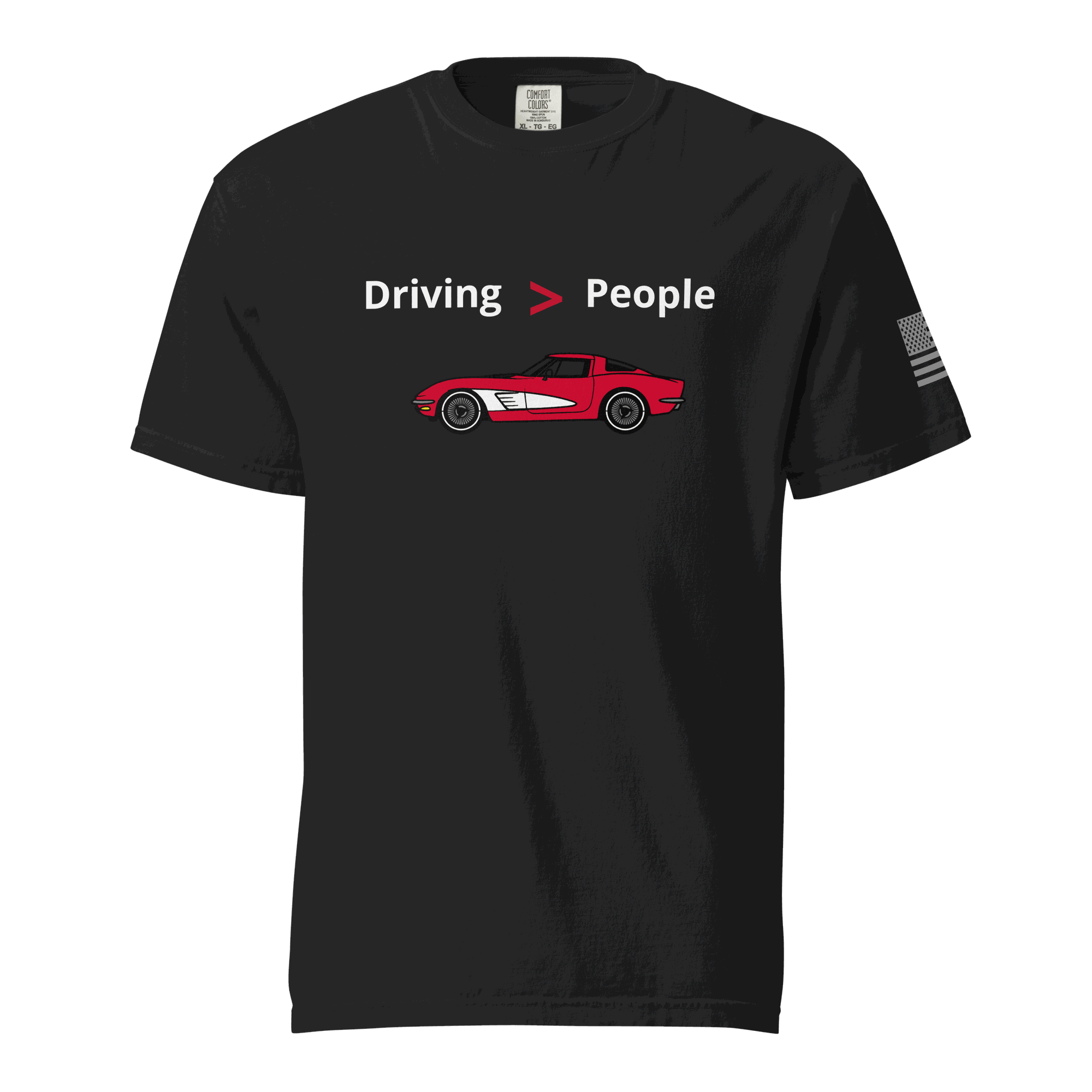 Funny car lover t-shirt with "Driving Is Better Than People" slogan, 100% cotton, relaxed fit, durable stitching.