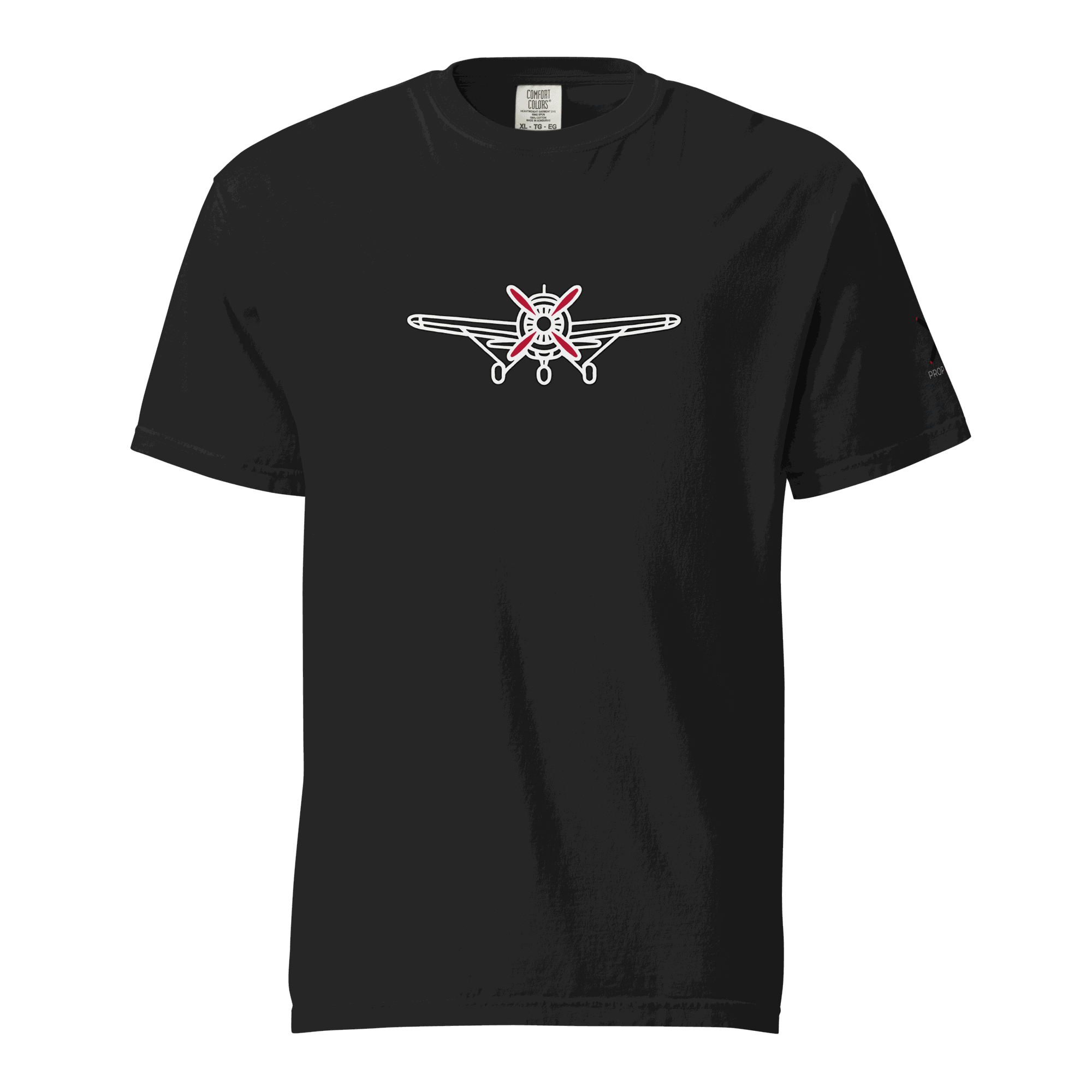 Black Plane 5 thick structured tee with airplane graphic, 100% cotton, relaxed fit, durable stitching