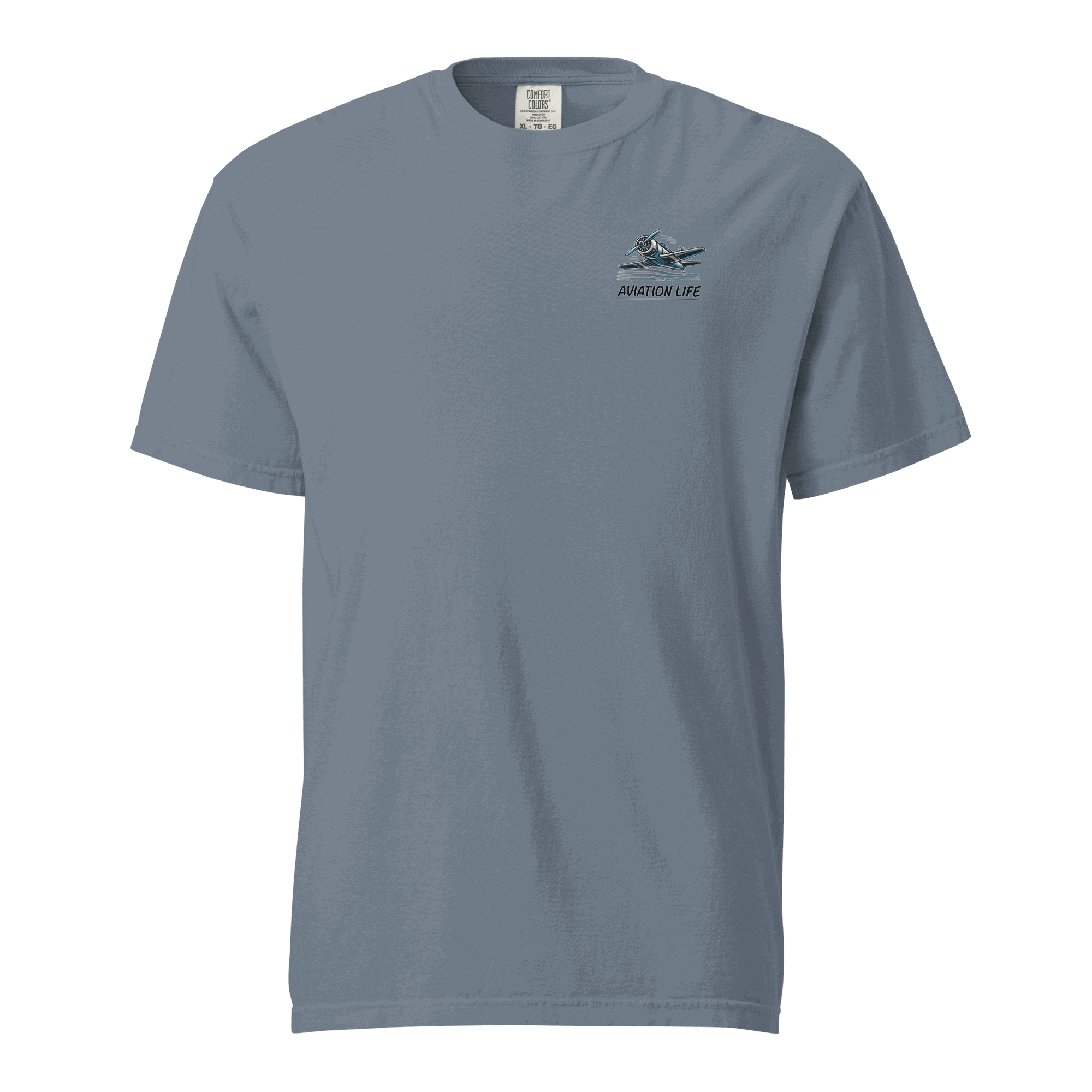 Blue Flight Airplane T-Shirt with orange flight helmet design