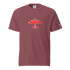 WW2 T-shirt Unisex thick structured tee with red airplane design on front and relaxed fit in maroon color