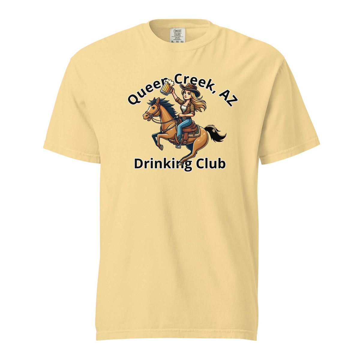 Queen Creek AZ Drinking Club unisex heavyweight t-shirt with 100% ring-spun cotton and durable stitching