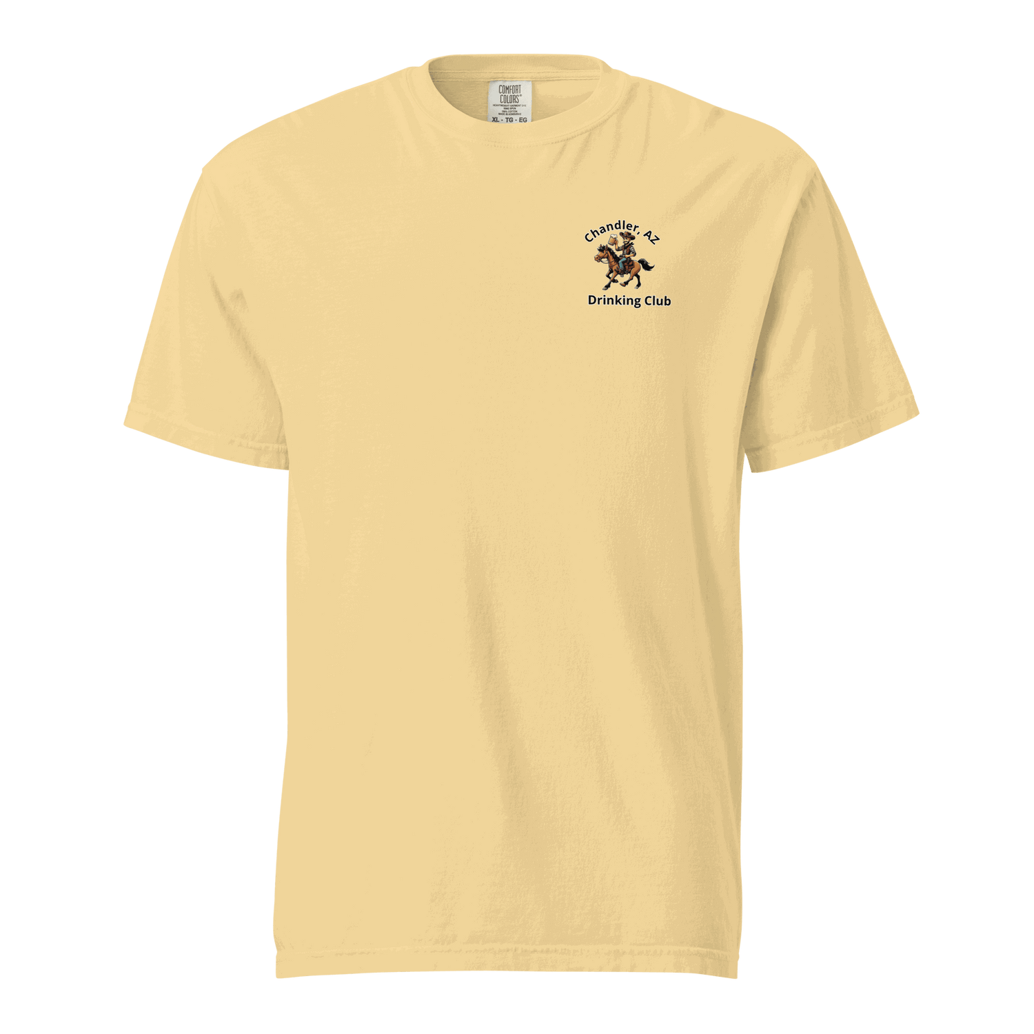 Custom City Cowboy Horse Beer unisex heavyweight t-shirt in beige with small front logo design