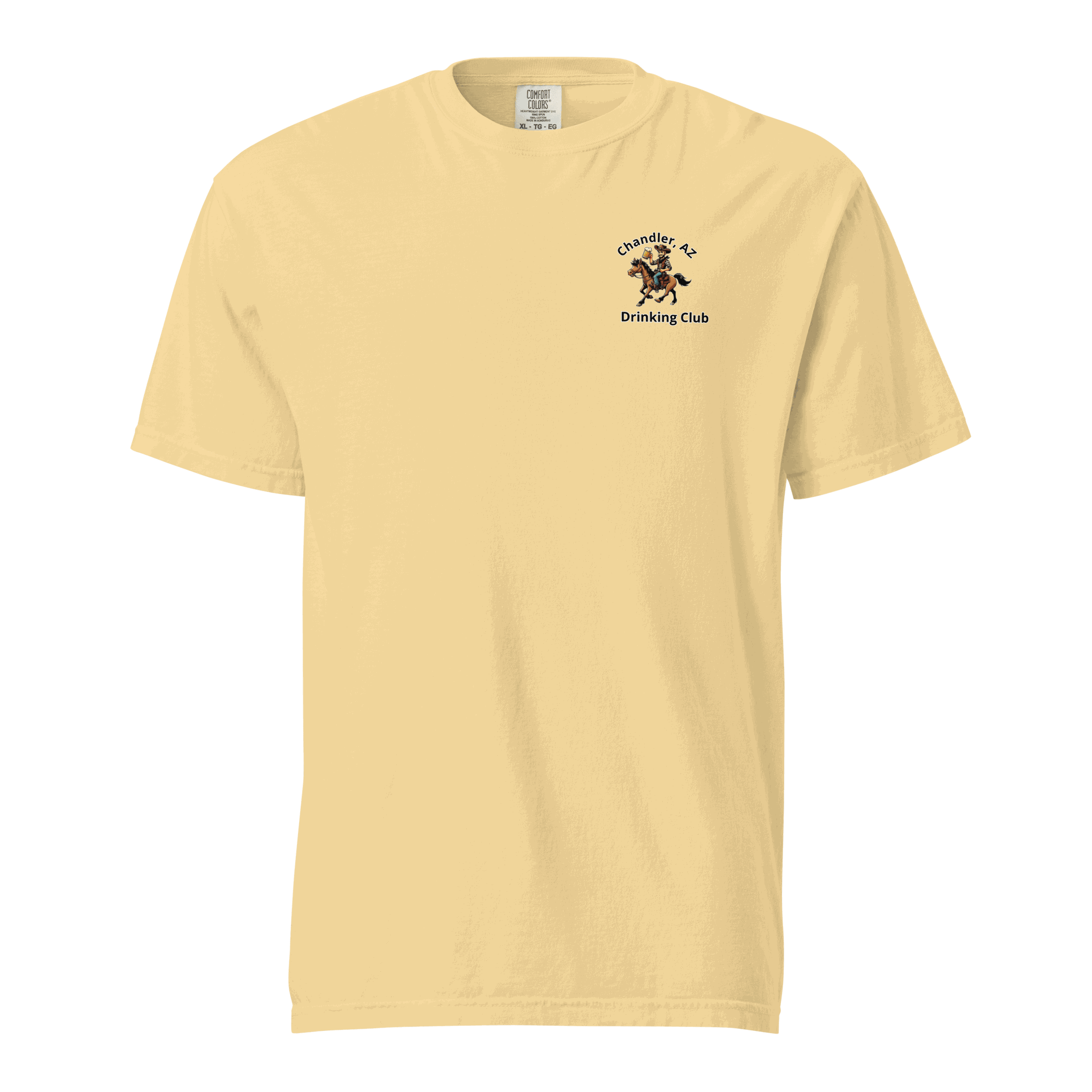 Custom City Cowboy Horse Beer unisex heavyweight t-shirt in beige with small front logo design