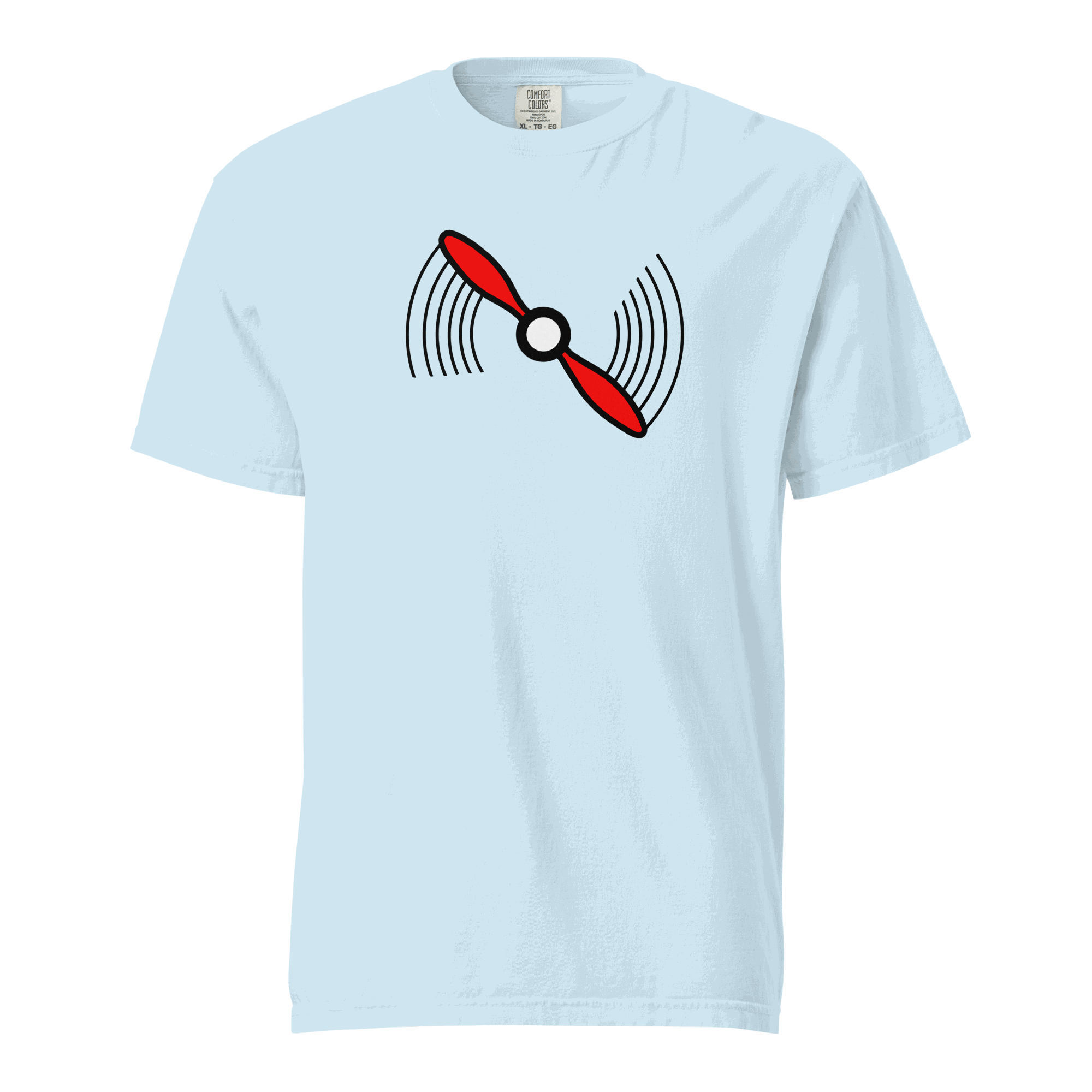 Propeller T-Shirt unisex heavyweight cotton t-shirt with red propeller graphic