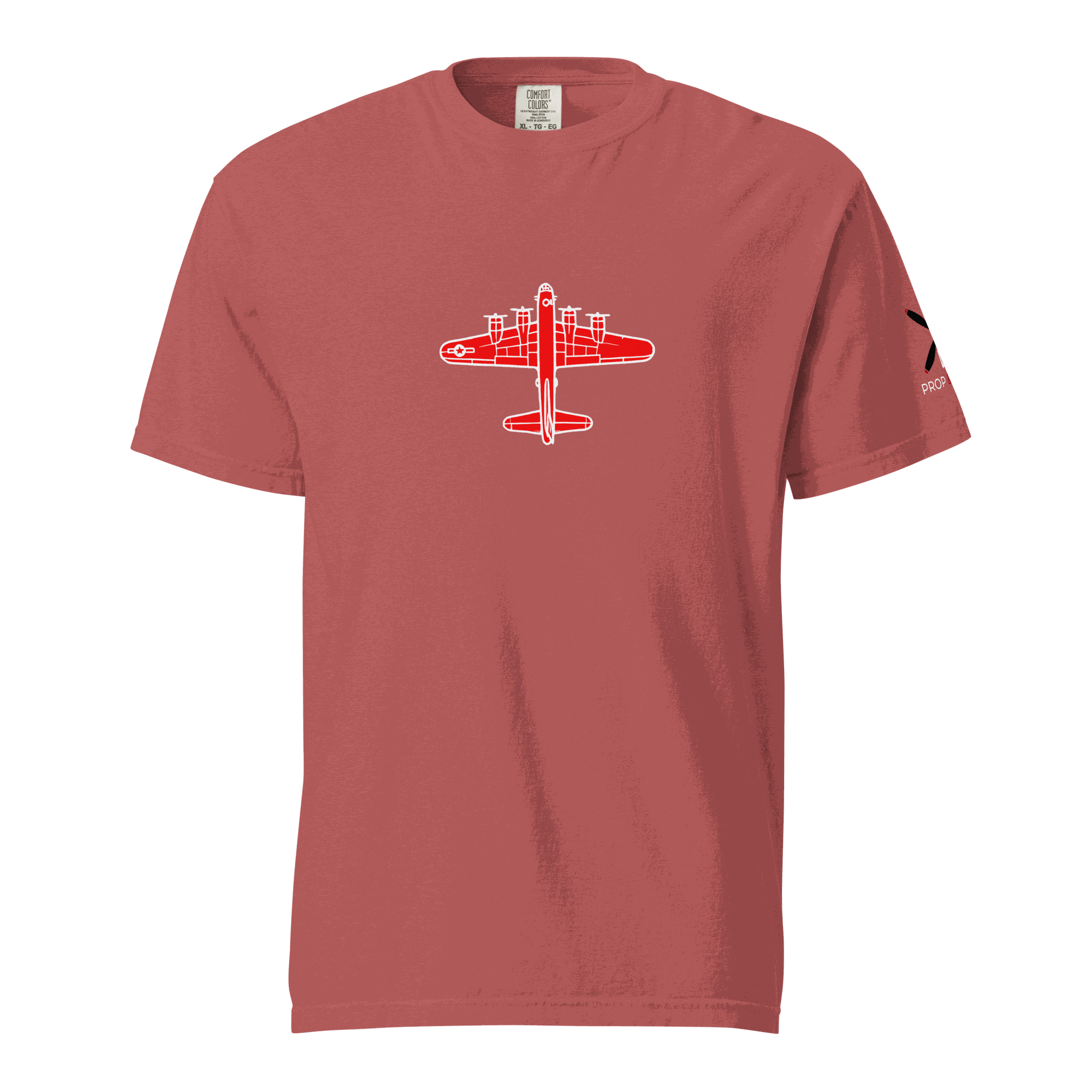 WW2 T-shirt Bomber with red airplane graphic on lightweight breathable cotton fabric