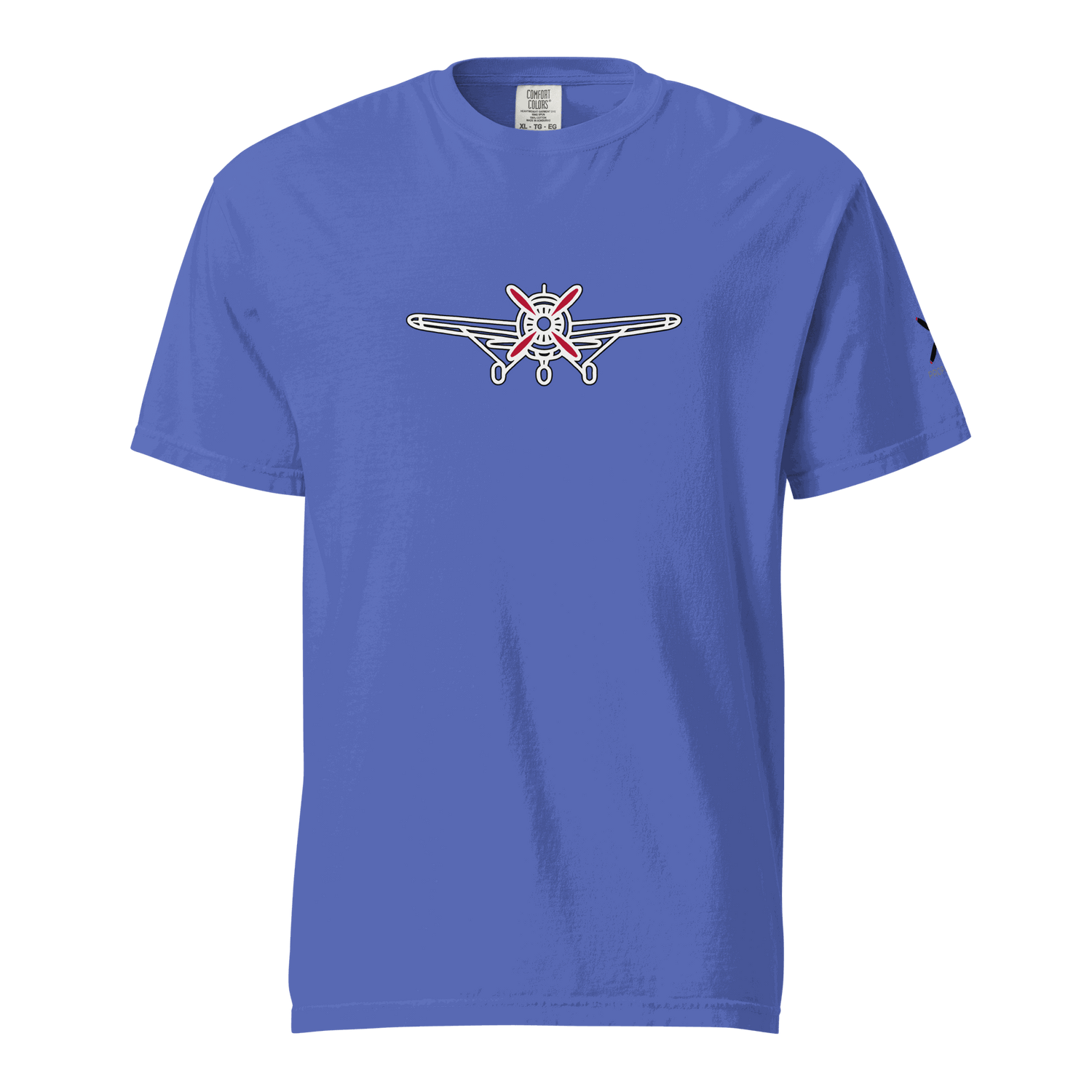 Blue Plane 5 thick structured tee with unisex fit and airplane graphic on chest