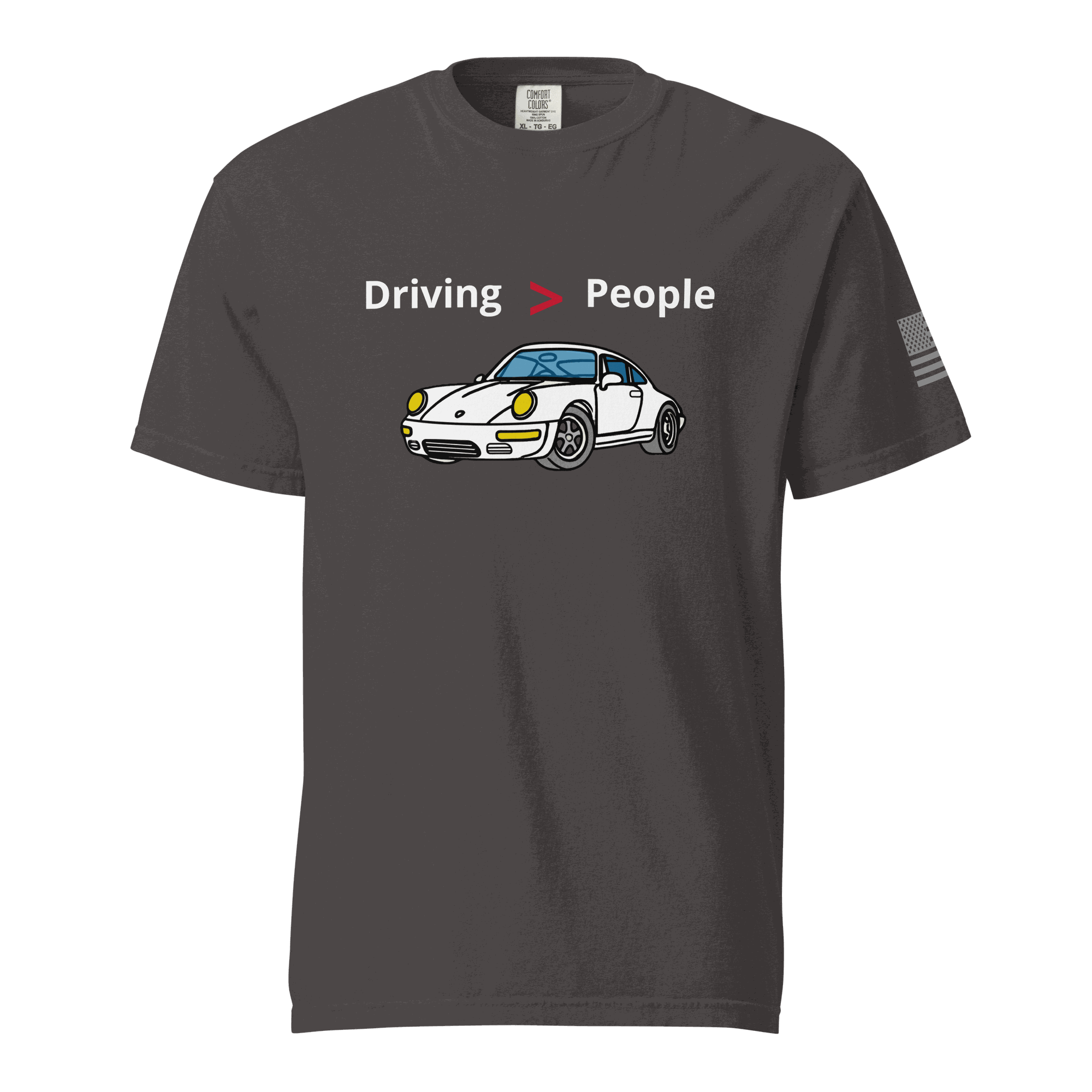 Black unisex Driving Is Better Than People T-Shirt with white text for car enthusiasts