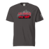 Los Angeles Tee with red supercar and city skyline graphic on charcoal gray cotton t-shirt
