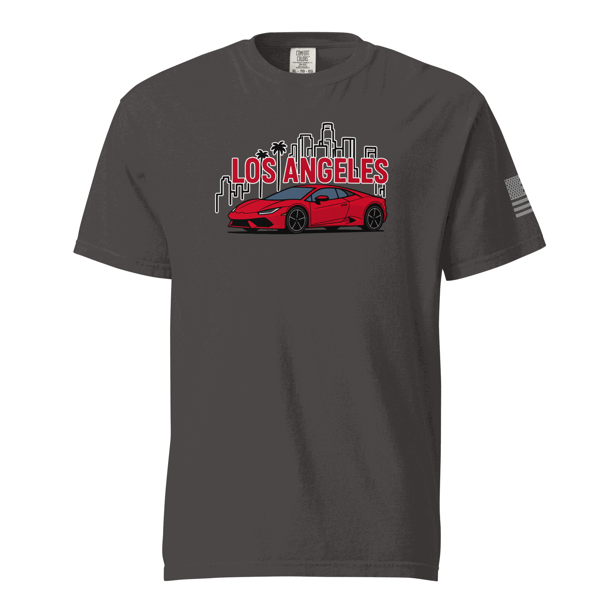 Los Angeles Tee Los Angeles supercar tee featuring a red exotic car and skyline design.