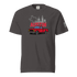 Austin Texas t shirt with retro red truck and Austin skyline graphic on charcoal cotton tee