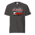 Vintage San Francisco t-shirt with classic red and white van and city skyline design on charcoal gray cotton tee