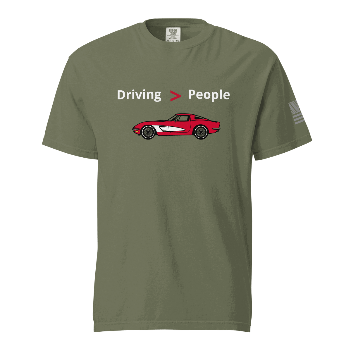 Funny car lover t-shirt with "Driving Is Better Than People" slogan for car enthusiasts