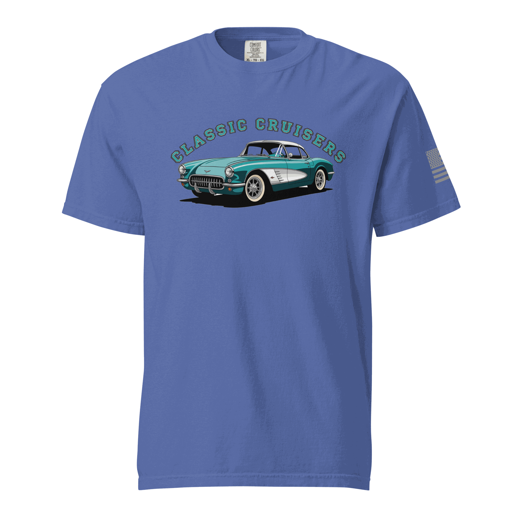 Blue Classic T-Shirt with Classic Cruisers vintage car graphic and comfortable unisex fit