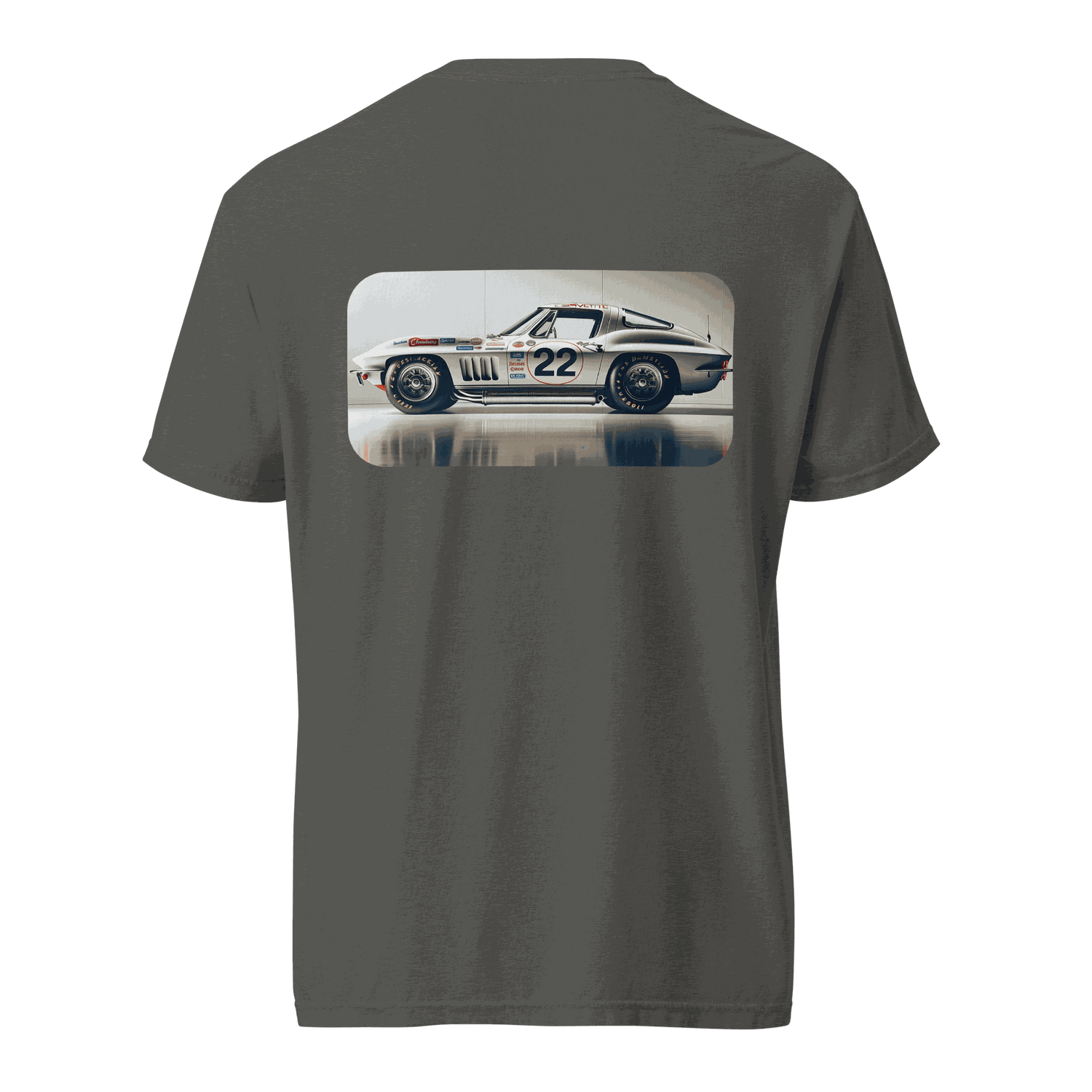 Heritage Classic Car t-shirt with vintage car print on back in dark gray color