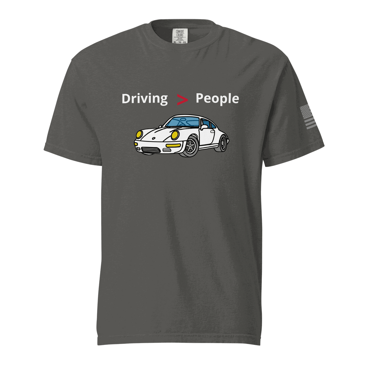 Black Driving Is Better Than People T-Shirt with white text for car enthusiasts