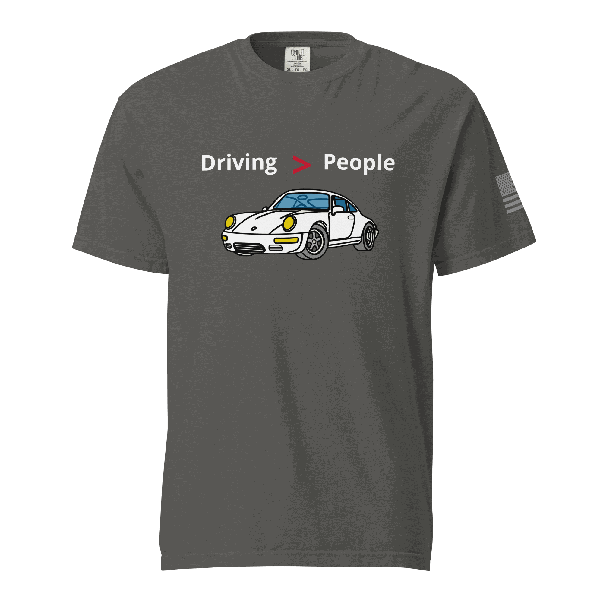 Black Driving Is Better Than People T-Shirt with white text for car enthusiasts