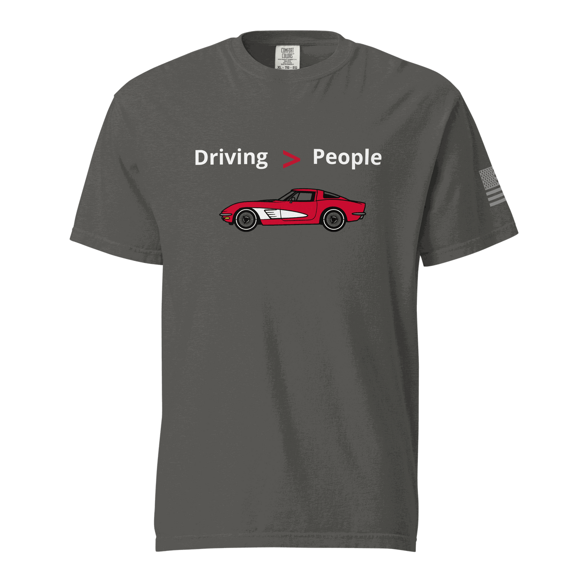 Funny car lover t-shirt with "Driving Is Better Than People" slogan for automotive enthusiasts