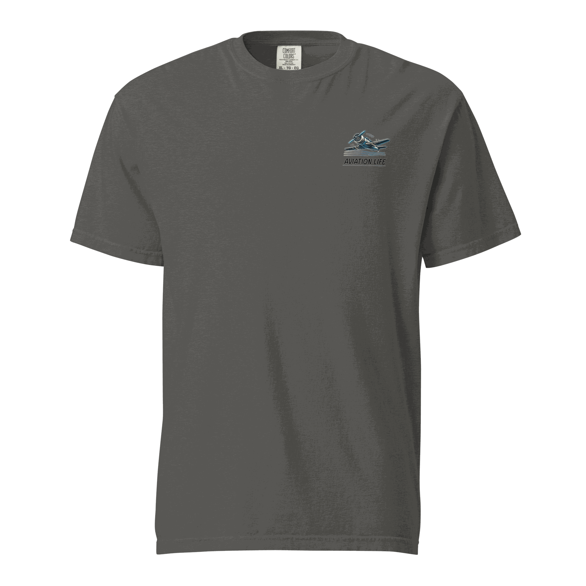 Unisex heavyweight t-shirt with female wings helmet design, 100% ring-spun cotton, relaxed fit, and durable stitching