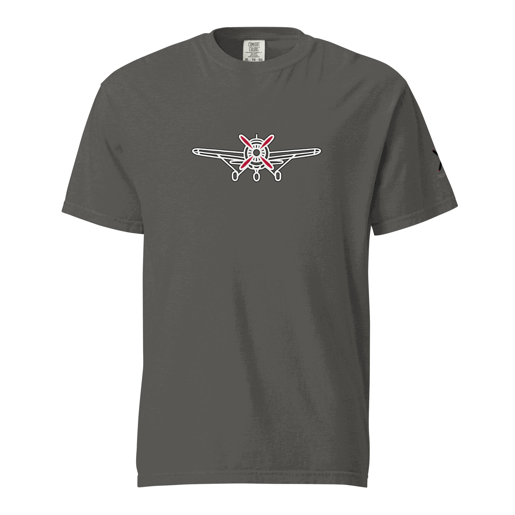 Charcoal Plane 5 thick structured tee with front airplane graphic, made of 100% ring-spun cotton, heavyweight and breathable
