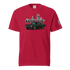 Nashville classic car t-shirt featuring a black car and Nashville skyline on a red background.