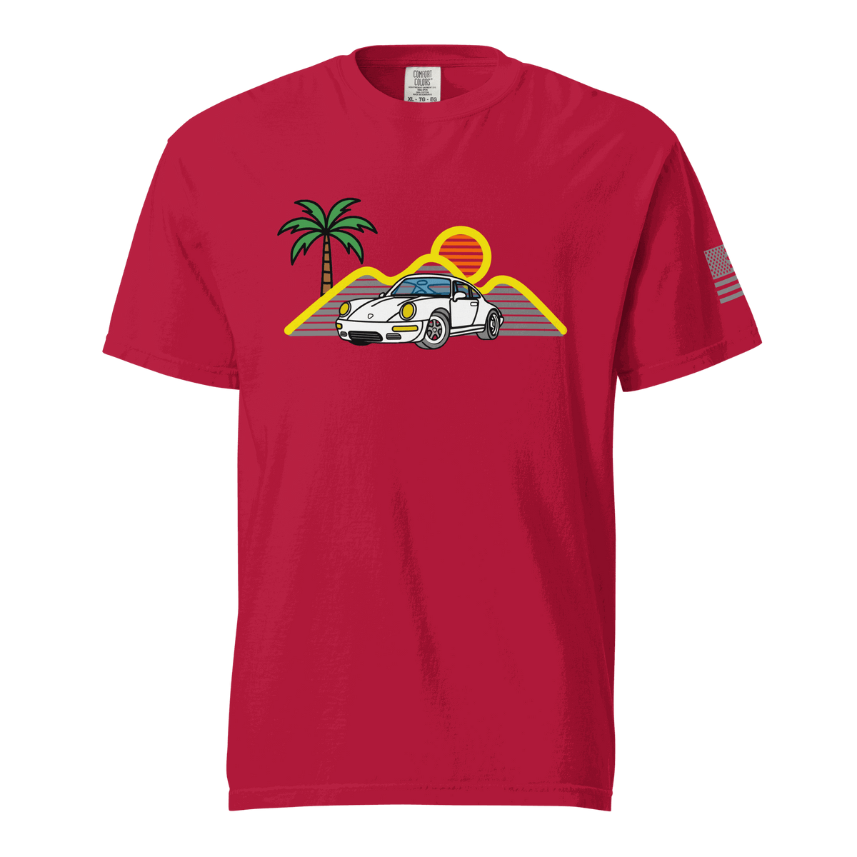 Sport Car T-Shirt with retro sunset and sports car silhouette design for car lovers and drivers