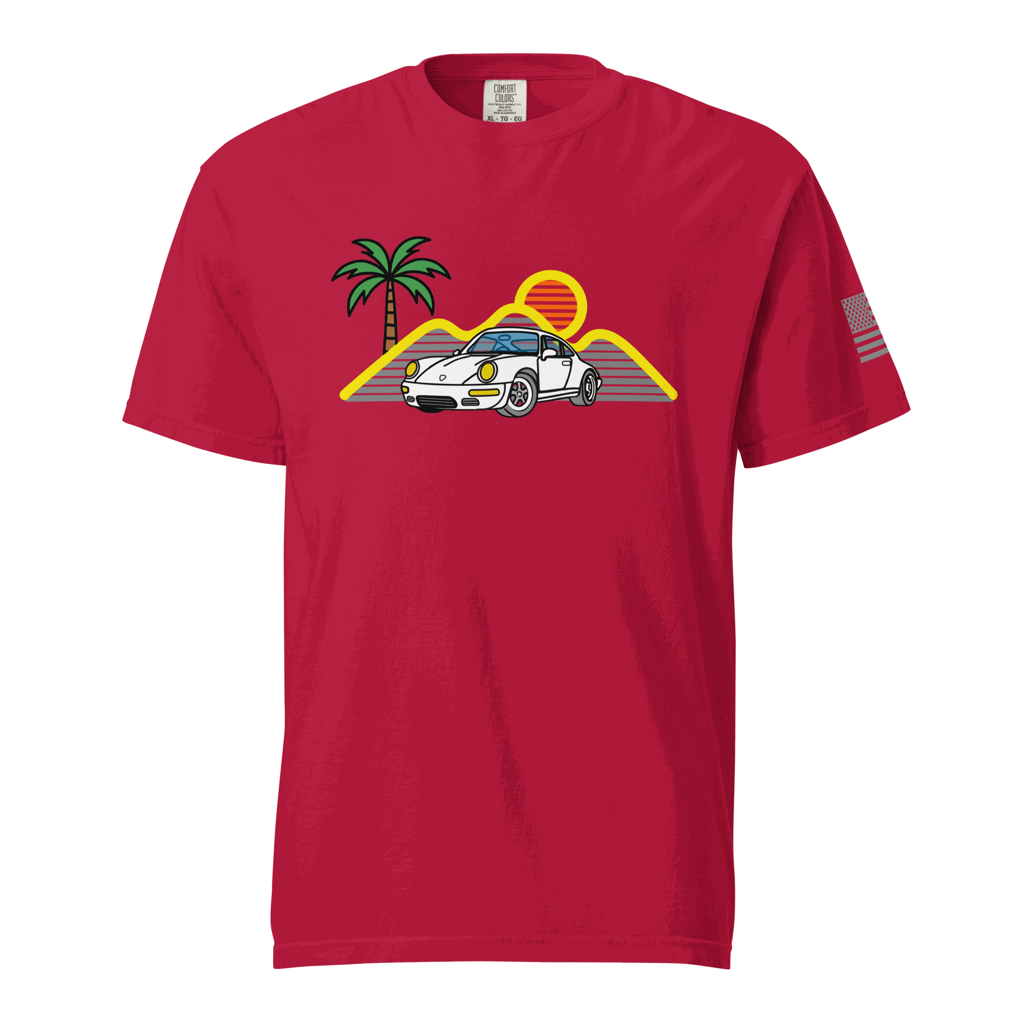 Sport Car T-Shirt with retro sunset and sports car silhouette design for car lovers and drivers