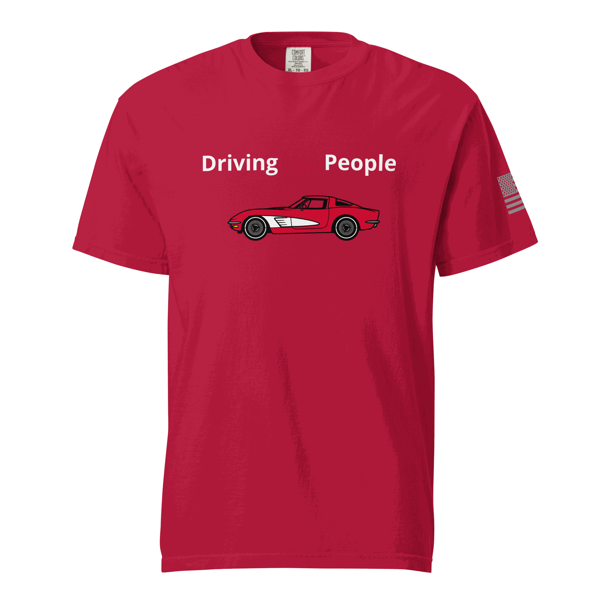 Funny car lover t-shirt red with vintage car and Driving Is Better Than People text