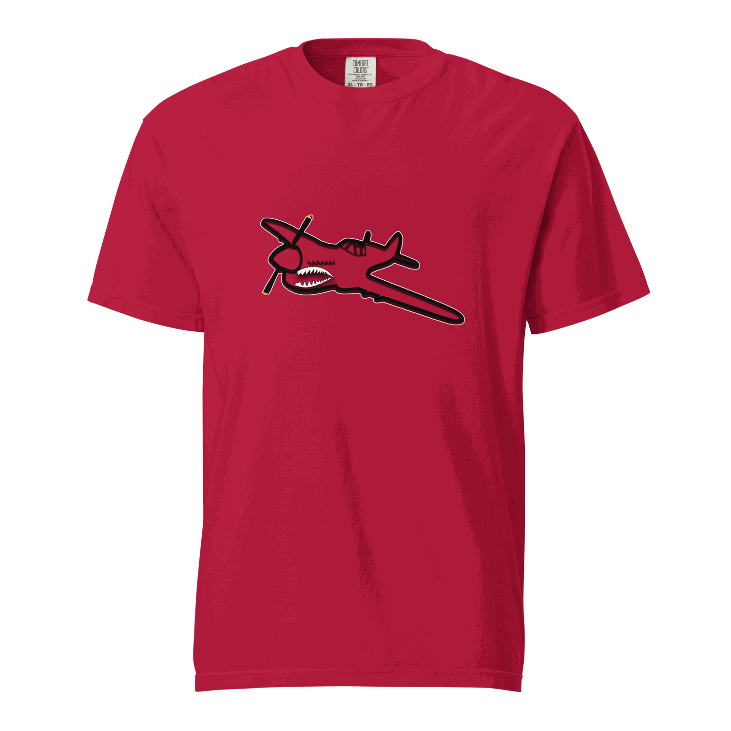 Red Fighter SP unisex heavyweight cotton t-shirt with airplane graphic and relaxed fit