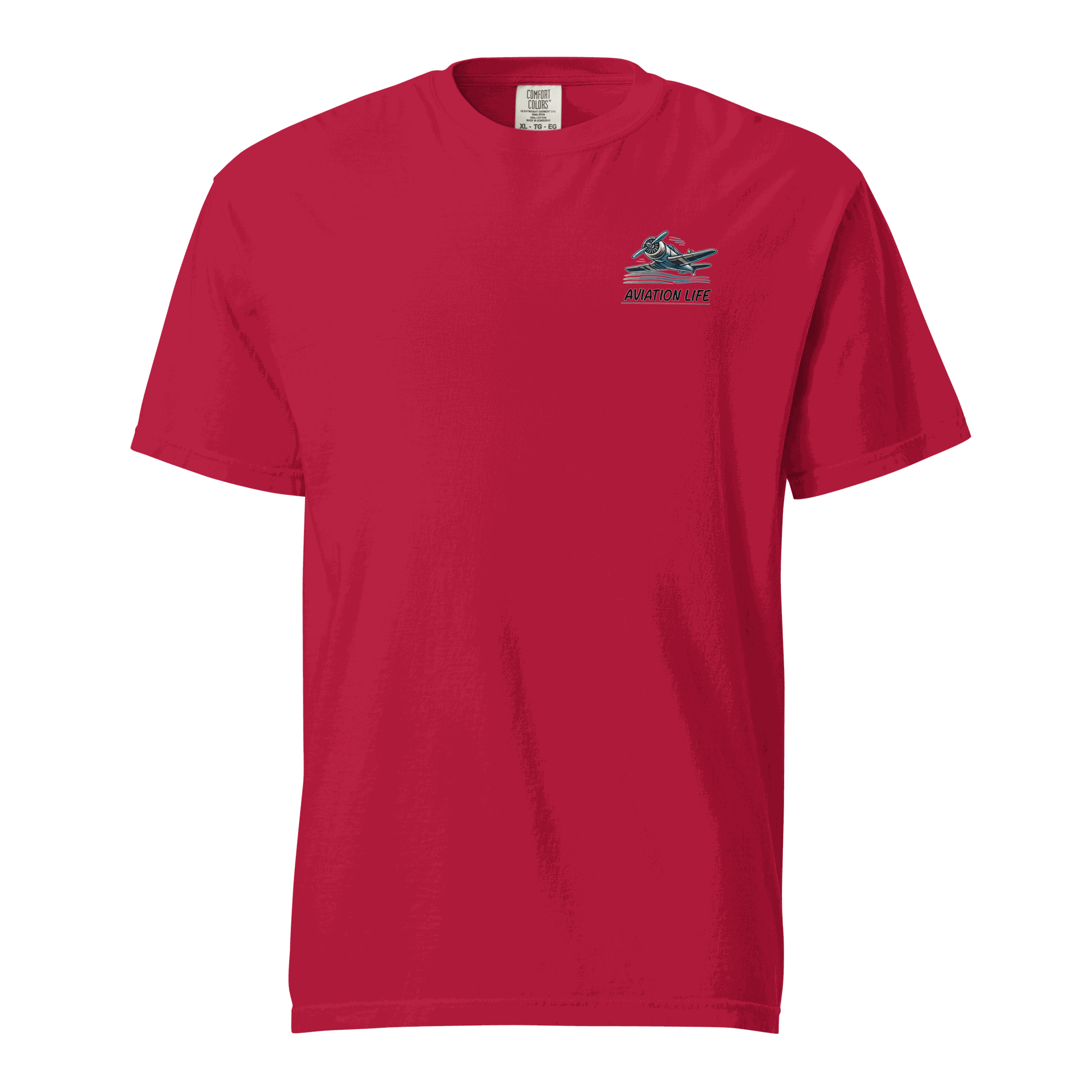 Red Flying Machine t shirt with aviation graphic, 100% cotton, breathable and durable design