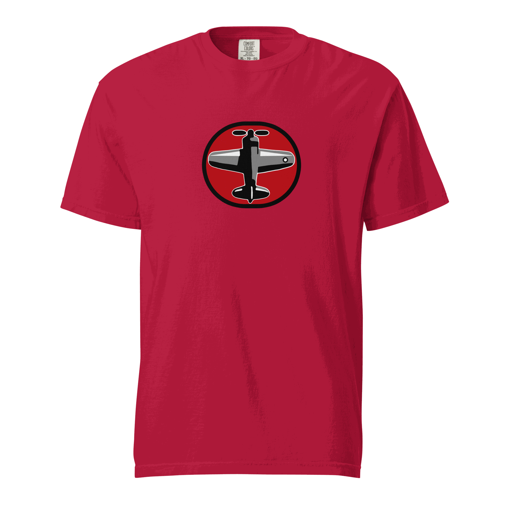 Red Prop 1 Unisex garment-dyed heavyweight cotton t-shirt with airplane graphic, relaxed fit and durable stitching