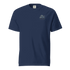 Blue and orange flight helmet graphic on navy blue heavyweight cotton t-shirt