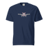 Navy blue Plane 5 thick structured tee with white and red airplane graphic, made of 100% ring-spun cotton, heavyweight, and breathable