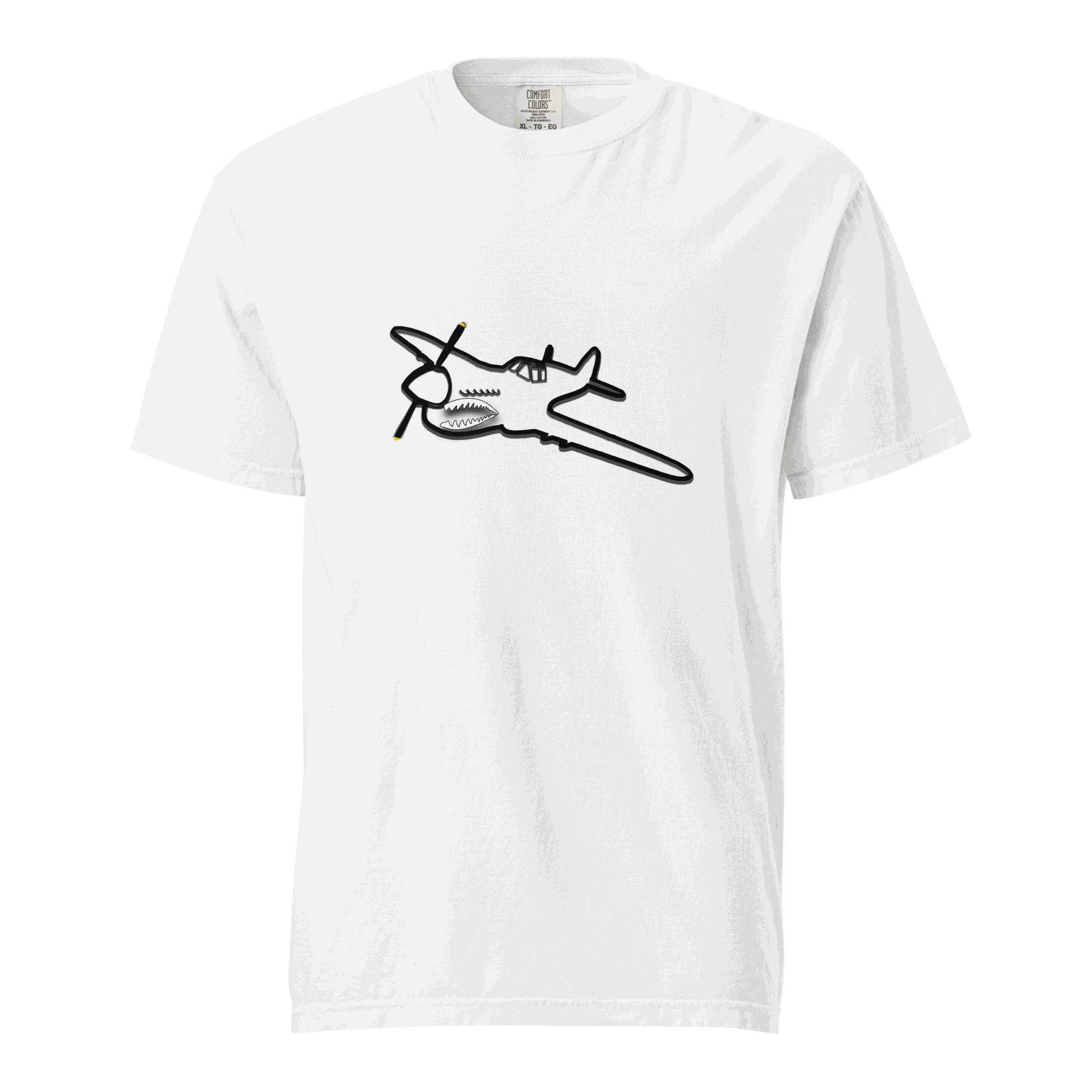 White Fighter SP unisex heavyweight cotton t-shirt with airplane graphic and relaxed fit