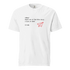 Bike Shop Wilbur white unisex t-shirt with red paper airplane graphic and text design made of 100% ring-spun cotton