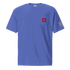 Blue Airplane Shirt pocket t-shirt with plane graphic and American flag on sleeve, made of 100% cotton, pilot gift