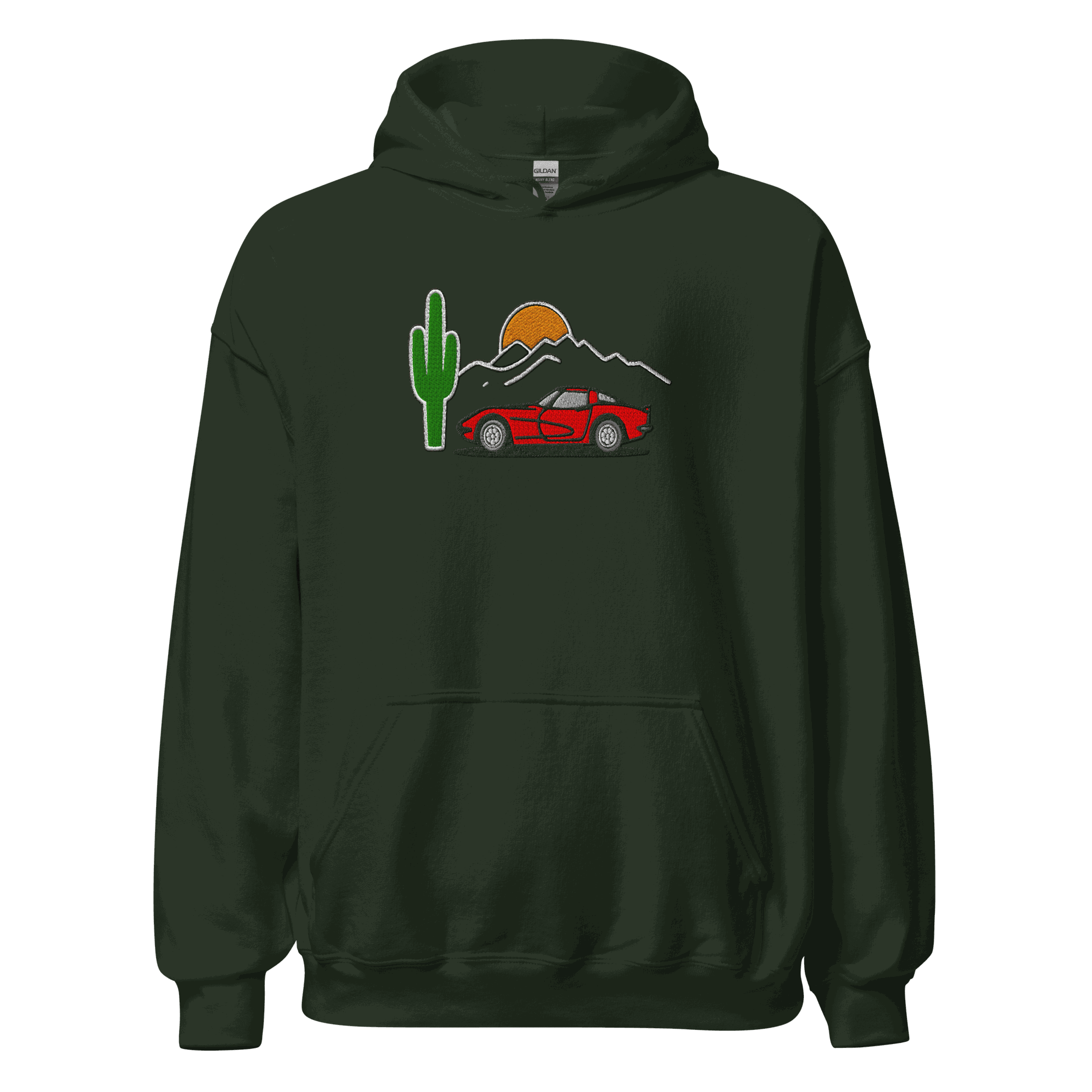 Unisex esports racing hoodie with embroidered high-octane car design and plush fleece blend