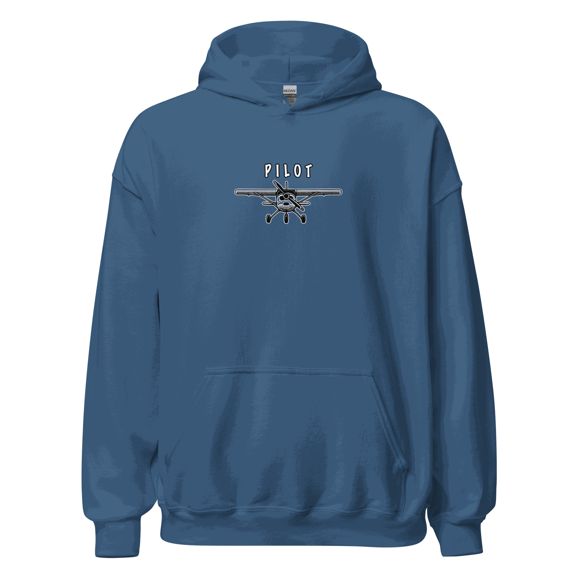 Blue Aviation Pilot Unisex Hoodie with airplane graphic and pilot text