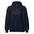 Black Jumbo Jet pilot hoodie Hoodie with airplane graphic, soft cotton-poly blend, double-lined hood, and front pouch pocket