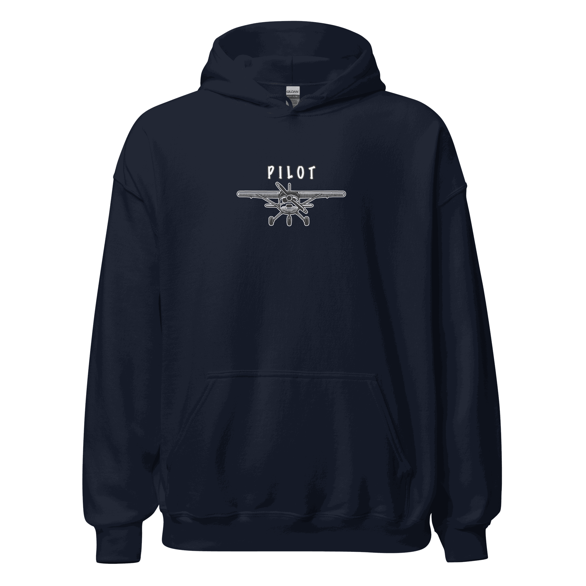 Navy Aviation Pilot Unisex Hoodie with airplane graphic and text "PILOT" on chest
